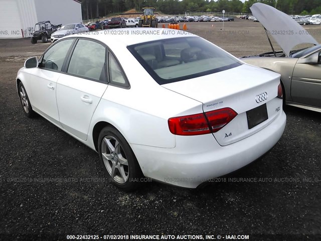 WAULF78K79N038140 - 2009 AUDI A4 2.0T QUATTRO WHITE photo 3