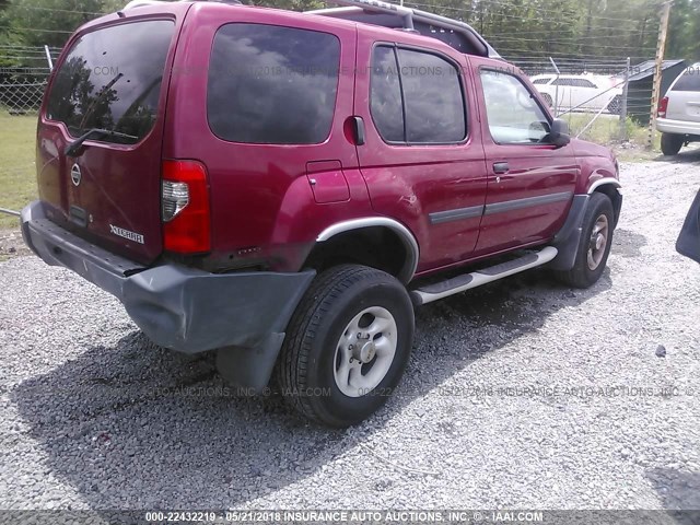 5N1ED28T13C639717 - 2003 NISSAN XTERRA XE/SE BURGUNDY photo 4