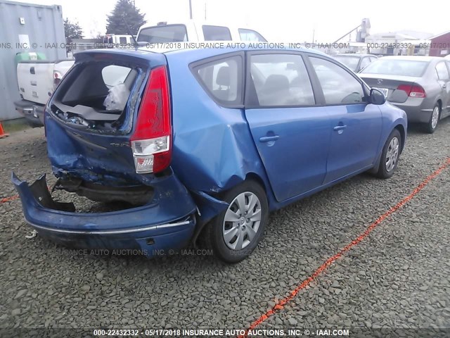 KMHDB8AE0BU121316 - 2011 HYUNDAI ELANTRA TOURING GLS BLUE photo 4