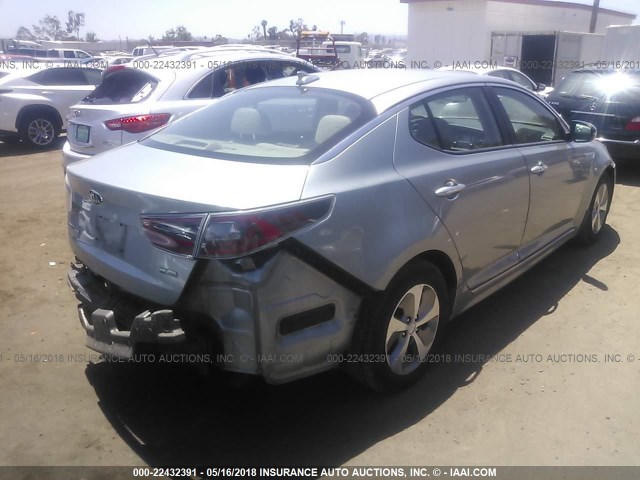 KNAGM4AD7F5082989 - 2015 KIA OPTIMA HYBRID GRAY photo 4