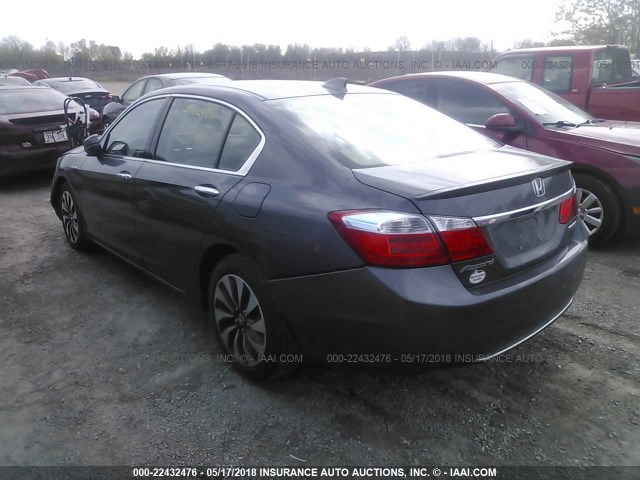 1HGCR6F5XEA000325 - 2014 HONDA ACCORD HYBRID/EXL GRAY photo 3