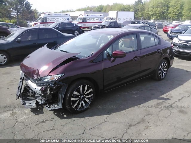 19XFB2F90FE270786 - 2015 HONDA CIVIC EXL RED photo 2