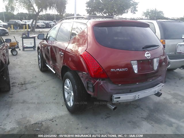 JN8AZ08TX6W400974 - 2006 NISSAN MURANO SL/SE/S RED photo 3