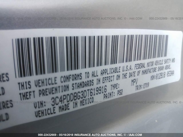 3C4PDDBG3DT619916 - 2013 DODGE JOURNEY SXT SILVER photo 9