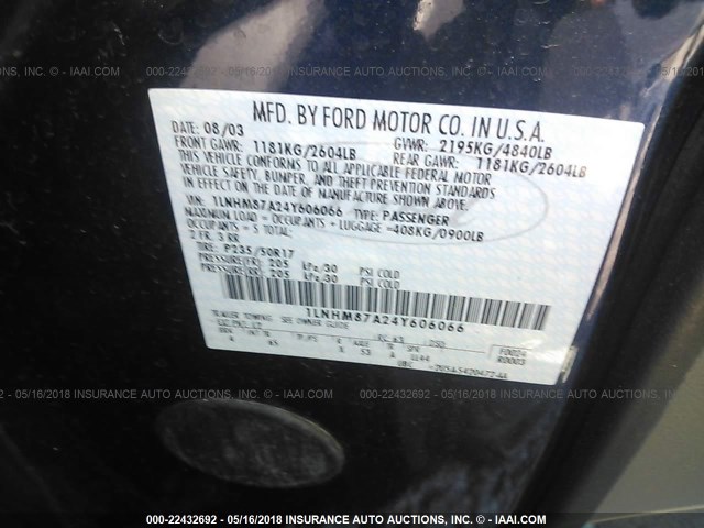 1LNHM87A24Y606066 - 2004 LINCOLN LS 蓝色 照片 9