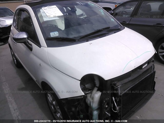 3C3CFFER0CT130247 - 2012 FIAT 500 LOUNGE WHITE photo 1