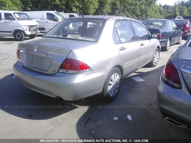 JA3AJ26E36U066493 - 2006 MITSUBISHI LANCER ES SILVER photo 4