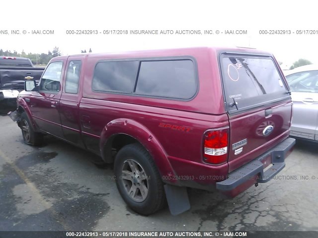 1FTYR14U96PA62489 - 2006 FORD RANGER SUPER CAB BURGUNDY photo 3