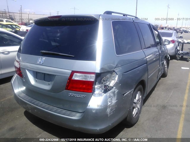 5FNRL38685B109369 - 2005 HONDA ODYSSEY EXL BLUE photo 4