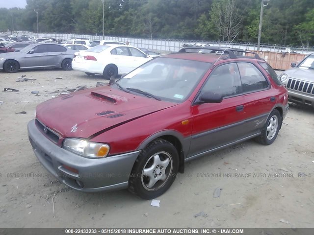 JF1GF4856VH814804 - 1997 SUBARU IMPREZA OUTBACK RED photo 2