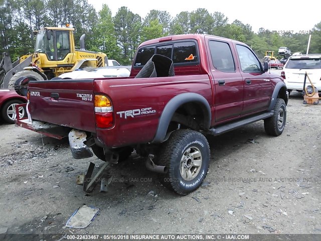 5TEHN72N93Z262187 - 2003 TOYOTA TACOMA DOUBLE CAB RED photo 4