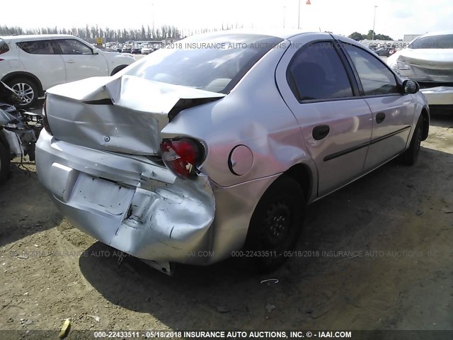 1B3ES26C15D164386 - 2005 DODGE NEON SE SILVER photo 4