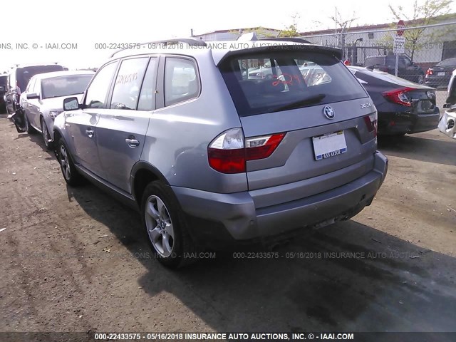 WBXPC93437WF22188 - 2007 BMW X3 3.0SI SILVER photo 3