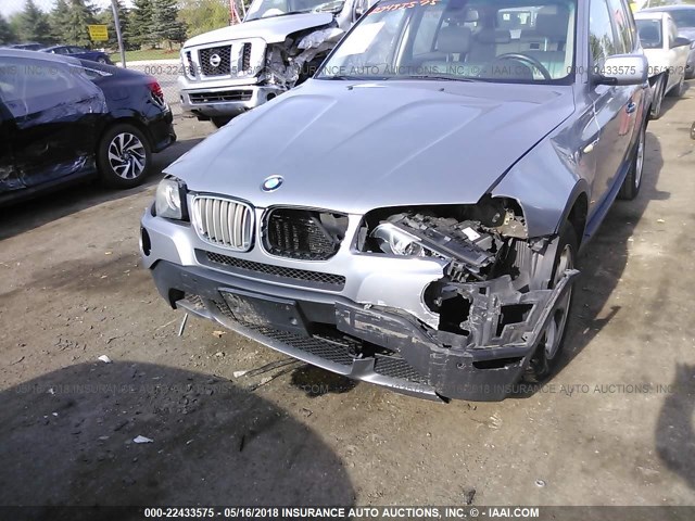 WBXPC93437WF22188 - 2007 BMW X3 3.0SI SILVER photo 6