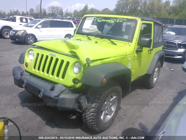 1C4AJWAG2DL569243 - 2013 JEEP WRANGLER SPORT GREEN photo 2