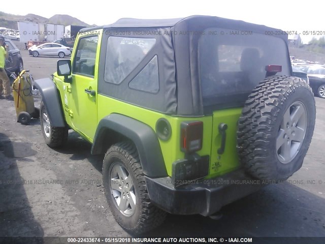 1C4AJWAG2DL569243 - 2013 JEEP WRANGLER SPORT GREEN photo 3