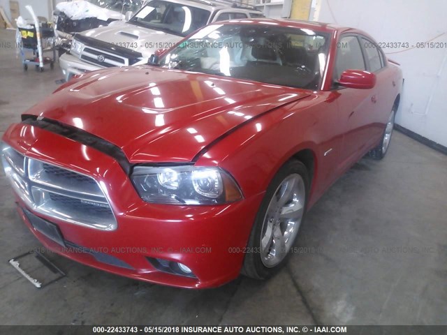 2C3CDXCT8CH159997 - 2012 DODGE CHARGER R/T RED photo 2