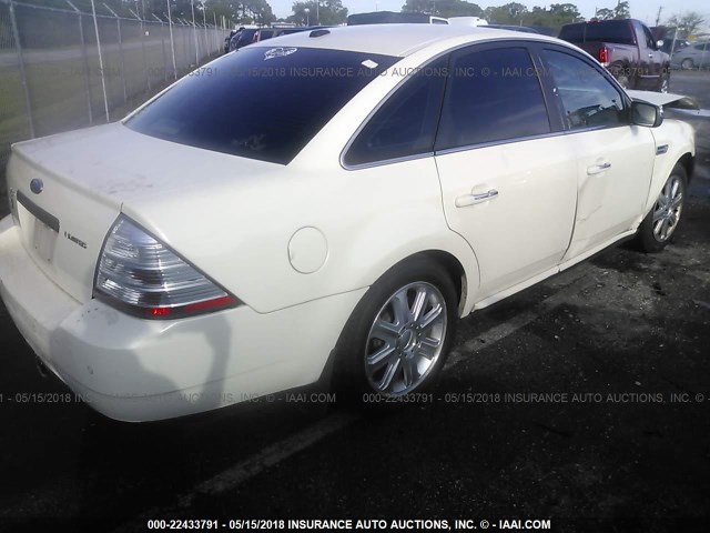 1FAHP25W19G114607 - 2009 FORD TAURUS LIMITED WHITE photo 4