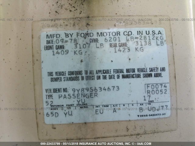 9Y89S634673 - 1979 LINCOLN CONTINENTAL  米色 照片 9