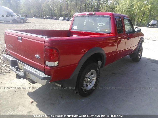 1FTZR15X8YTB31017 - 2000 FORD RANGER SUPER CAB RED photo 4