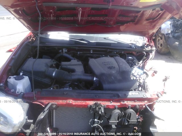3TMCZ5AN9GM018322 - 2016 TOYOTA TACOMA DBL CAB/SR/SR5/TRD SPT/OR RED photo 10