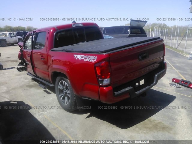 3TMCZ5AN9GM018322 - 2016 TOYOTA TACOMA DBL CAB/SR/SR5/TRD SPT/OR RED photo 3