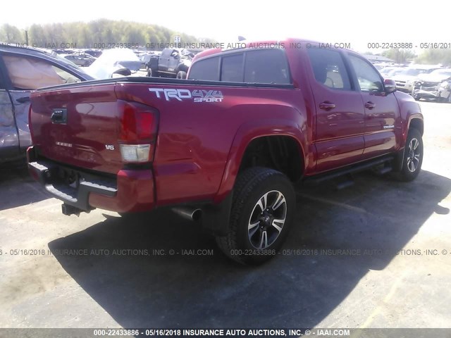 3TMCZ5AN9GM018322 - 2016 TOYOTA TACOMA DBL CAB/SR/SR5/TRD SPT/OR RED photo 4