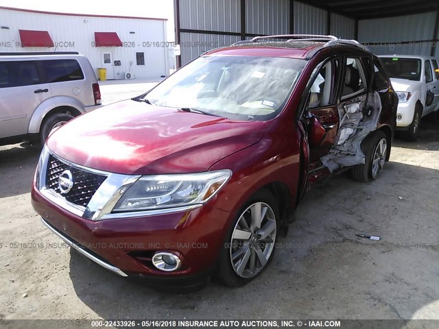 5N1AR2MN5DC647795 - 2013 NISSAN PATHFINDER S/SV/SL/PLATINUM RED photo 2