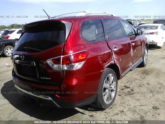 5N1AR2MN5DC647795 - 2013 NISSAN PATHFINDER S/SV/SL/PLATINUM RED photo 4