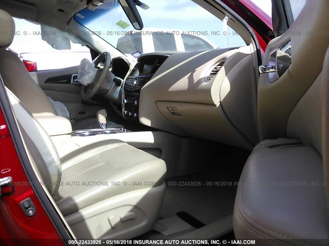 5N1AR2MN5DC647795 - 2013 NISSAN PATHFINDER S/SV/SL/PLATINUM RED photo 5