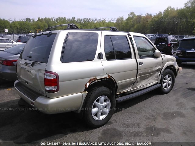 JN8DR09Y61W585430 - 2001 NISSAN PATHFINDER LE/SE/XE BEIGE photo 4