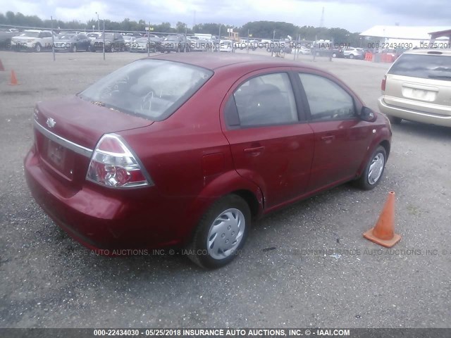 KL1TD56657B047573 - 2007 CHEVROLET AVEO LS RED photo 4