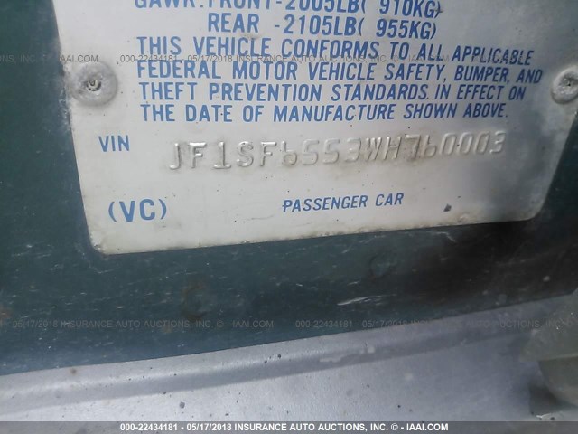 JF1SF6553WH760003 - 1998 SUBARU FORESTER S 绿色 照片 9