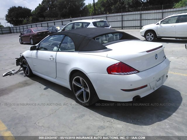 WBAEB53579CX64554 - 2009 BMW 650 I WHITE photo 3