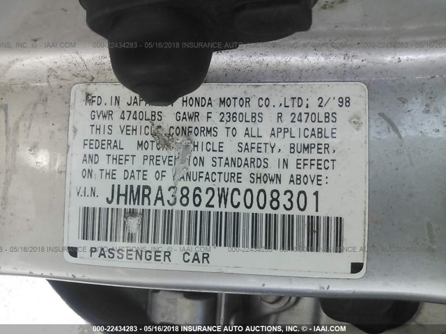 JHMRA3862WC008301 - 1998 HONDA ODYSSEY LX/EX Champagne photo 9