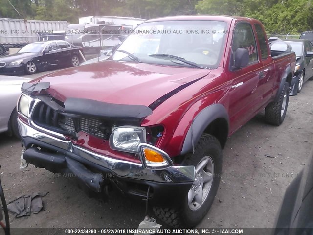 5TEWN72N54Z385963 - 2004 TOYOTA TACOMA XTRACAB RED photo 2