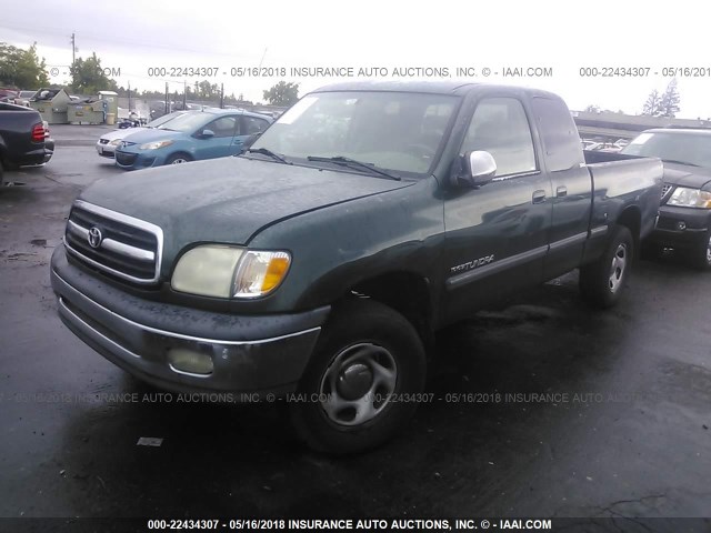 5TBRN34111S134570 - 2001 TOYOTA TUNDRA ACCESS CAB SR5 GREEN photo 2
