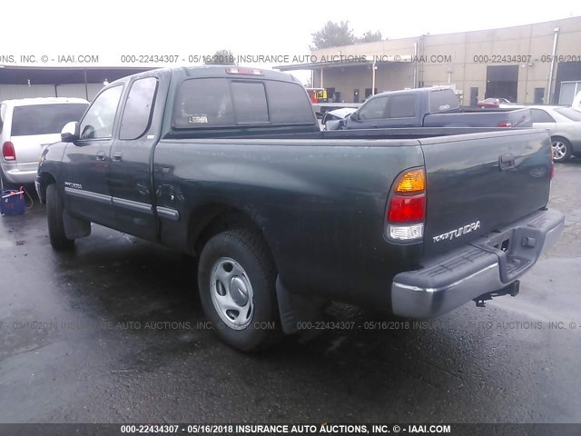 5TBRN34111S134570 - 2001 TOYOTA TUNDRA ACCESS CAB SR5 GREEN photo 3