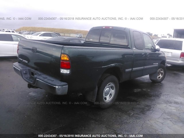 5TBRN34111S134570 - 2001 TOYOTA TUNDRA ACCESS CAB SR5 GREEN photo 4