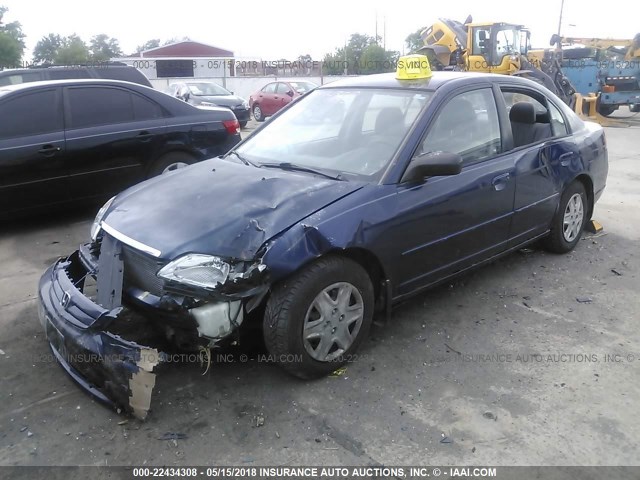 JHMES16573S003400 - 2003 HONDA CIVIC LX BLUE photo 2