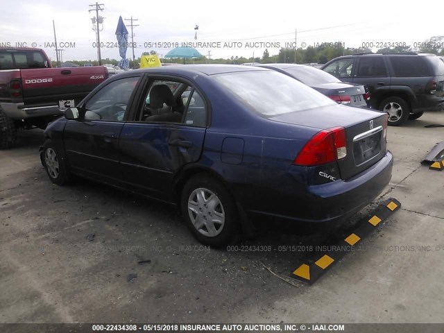 JHMES16573S003400 - 2003 HONDA CIVIC LX BLUE photo 3