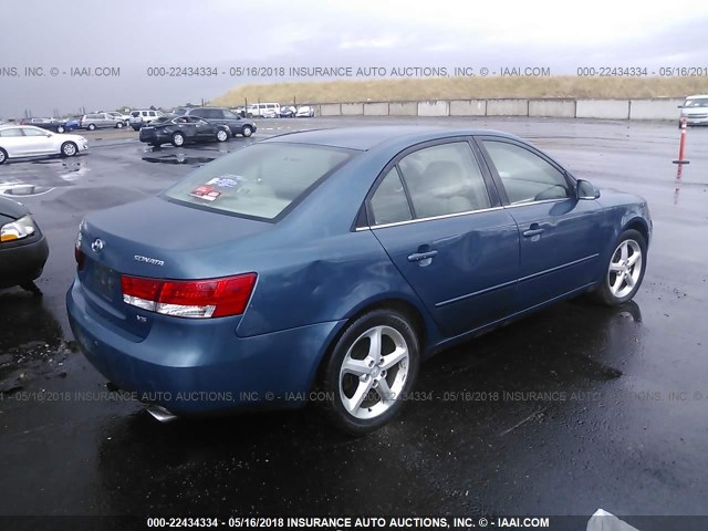 5NPEU46F77H165876 - 2007 HYUNDAI SONATA SE/LIMITED TEAL photo 4