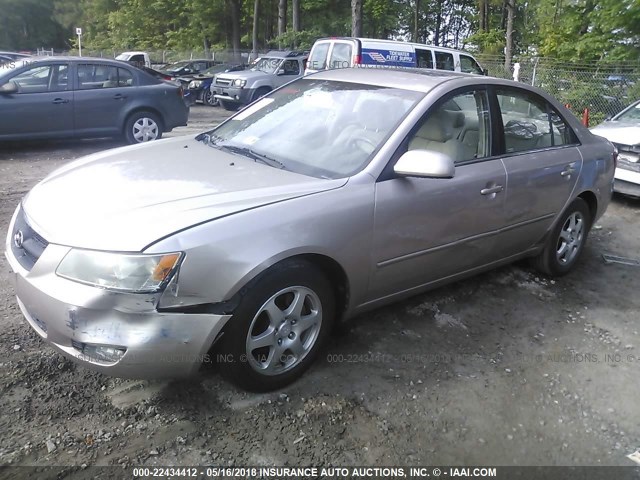 5NPEU46C06H109718 - 2006 HYUNDAI SONATA GLS/LX GOLD photo 2