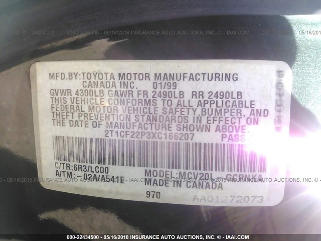 2T1CF22P3XC166207 - 1999 TOYOTA CAMRY SOLARA SE/SLE Yaşıl foto 9