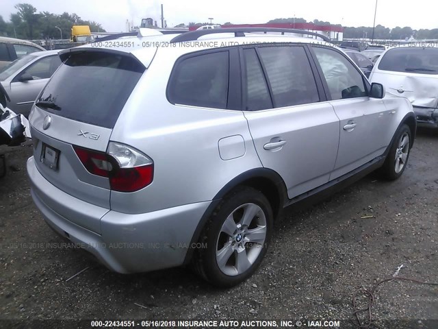 WBXPA93466WD29814 - 2006 BMW X3 3.0I SILVER photo 4