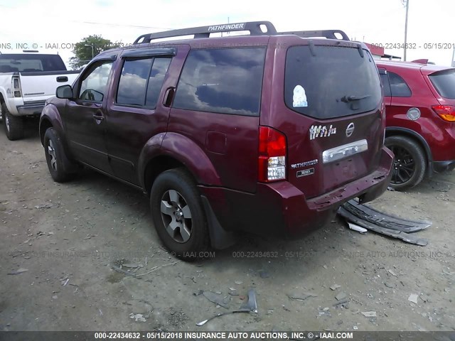 5N1AR18W87C625520 - 2007 NISSAN PATHFINDER LE/SE/XE RED photo 3