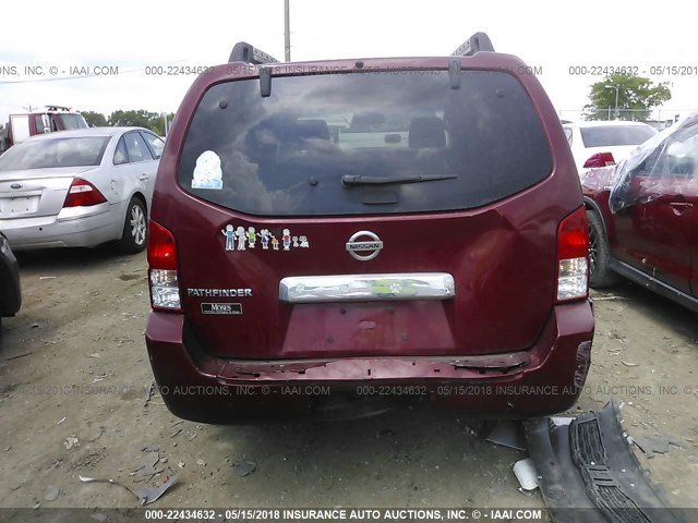 5N1AR18W87C625520 - 2007 NISSAN PATHFINDER LE/SE/XE RED photo 6