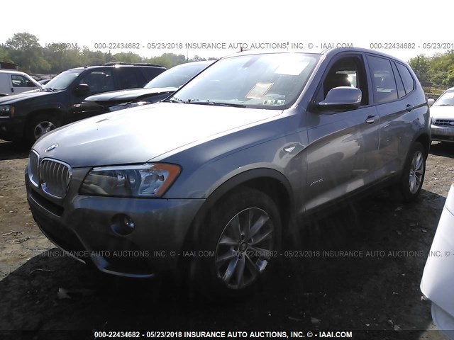 5UXWX9C55D0A22293 - 2013 BMW X3 XDRIVE28I GRAY photo 2