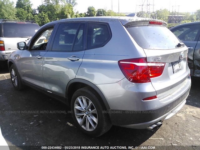 5UXWX9C55D0A22293 - 2013 BMW X3 XDRIVE28I GRAY photo 3