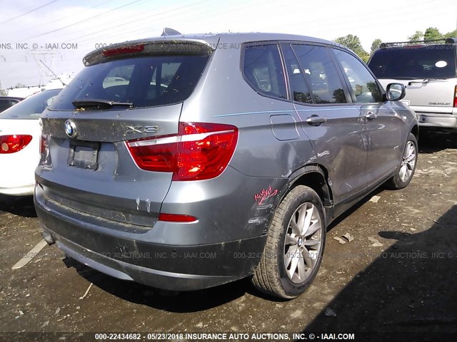 5UXWX9C55D0A22293 - 2013 BMW X3 XDRIVE28I GRAY photo 4